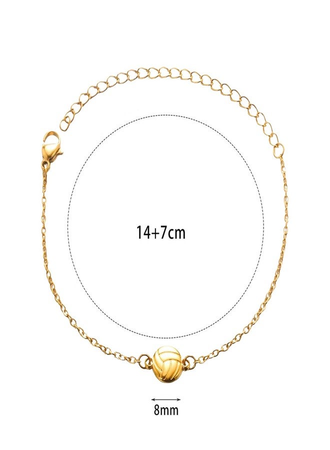 TACBSP Gold Soccer Volleyball Bracelet for Women Men Sport Fans Link Bracelets Stainless Steel Sports Link Bracelet Game Day Jewelry Gift (Volleyball) - Image 3